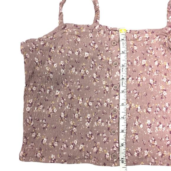 Hippie Rose Crop Top Mauve Pink Ditsy Floral Print Smocked Tank NEW Juniors XL - Picture 6 of 9